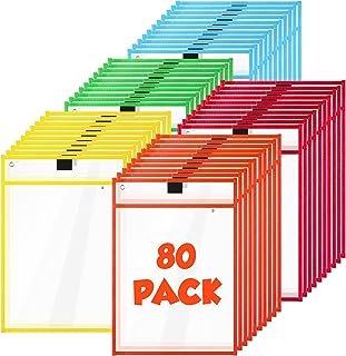 80 Packs Dry Erase Pockets Reusable Plastic Sleeves Dry Erase Ticket Holders Sheet Protectors Job Ticket Folders - HD Photos